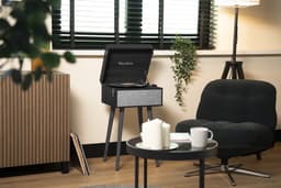 Platenspeler op poten - Audizio Fremont - Retro platenspeler met meubel - Met Bluetooth - zwart — thumbnail 3