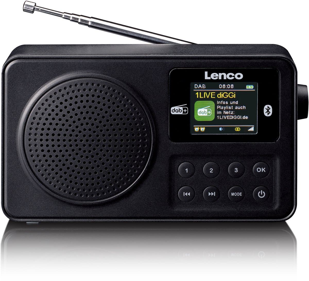 Lenco PDR-033BK - Draagbare DAB+ radio met Bluetooth - Oplaadbare Batterij - FM - Noodradio - 10 uur Accu - Zwart — afbeelding 1