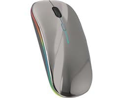 Nuvance Draadloze Muis LED - Bluetooth - Stil - Laptop & Gaming - Draadloos - Computermuis - Links & Rechtshandig - Grijs