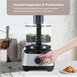 Zavira® Keukenmachine - Keukenrobot - Mixer - Mengkom van 3,5 liter - 1,5 l mixer - Zilver — thumbnail 4