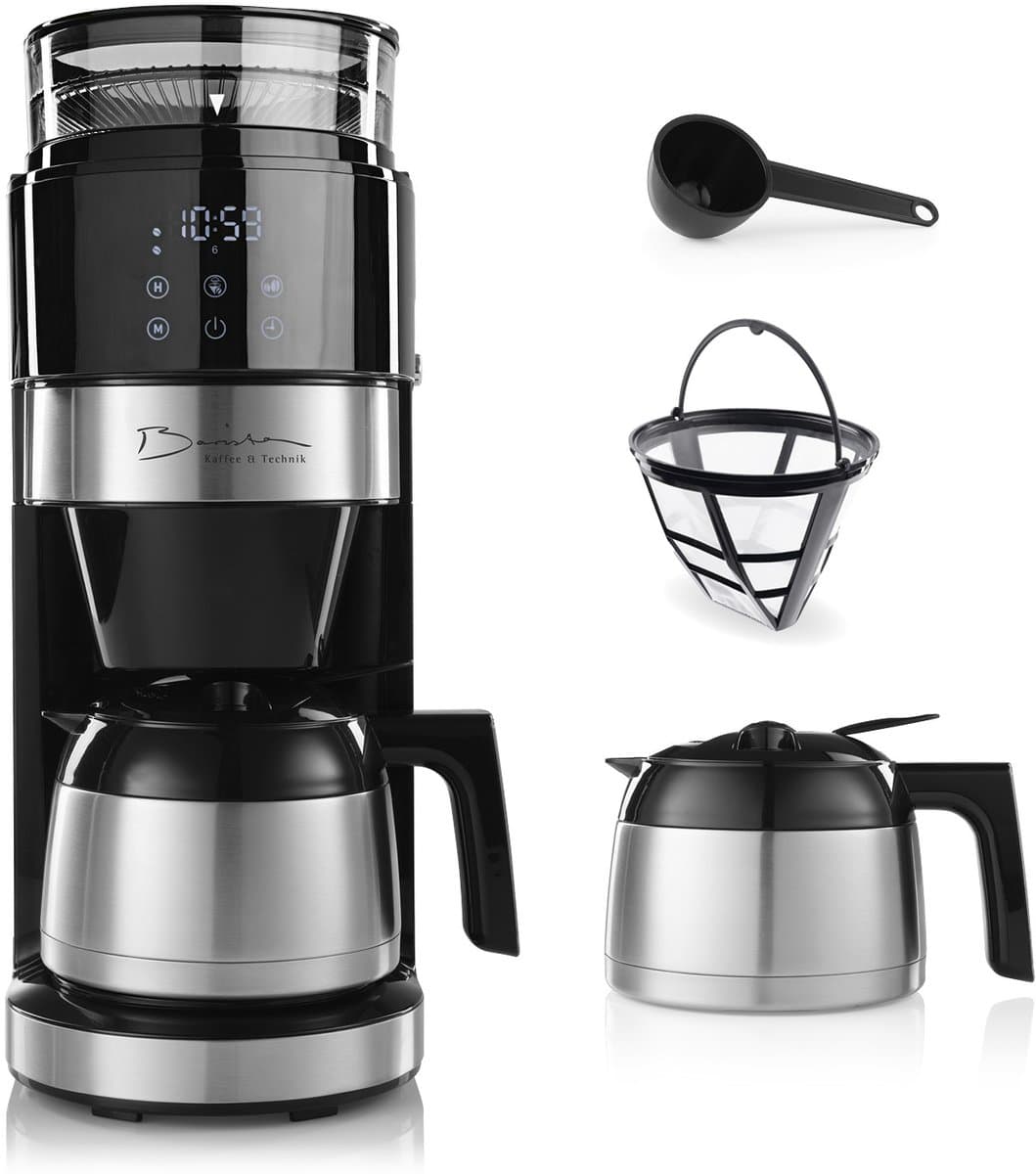 Barista koffiemachine met digitaal touchdisplay 800W zwart met koffiemolen + thermoskan — afbeelding 1