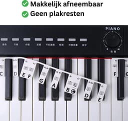 Siliconen Piano Stickers Afneembaar - 88 Toetsen - Keyboard Stickers - Herbruikbaar - Zwart — thumbnail 3