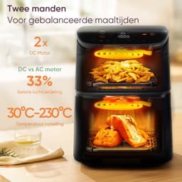 Cosori XXL Airfryer Turbo Tower - 10.8 liter inhoud - 2 manden apart in te stellen - 7 programma's - met 100 stuks bakpapier — thumbnail 2