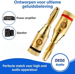 DEGG® - Banaanstekker voor luidsprekerkabel - Gold plated - Vergulde pluggen - 4mm - Luidsprekerstekker - 4 STUK(S) — thumbnail 5