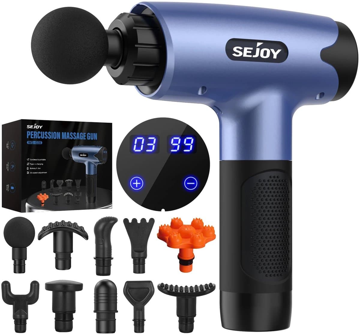 Gun Massager – Lichtgewicht Massageapparaat – 30 Snelheden – LED Touchscreen – Mini & Stil – Type-C – 10 Opzetstukken – Spierontspanning – Compact Formaat – USB Oplaadbaar – Anti-Stress — afbeelding 1