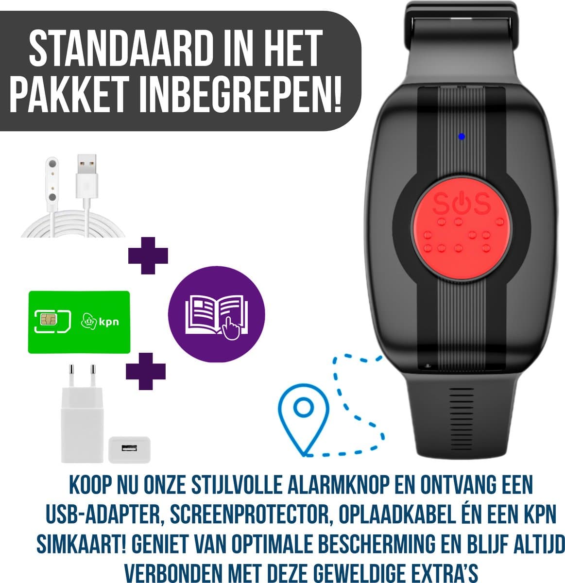 Wiesba WB74S - GPS Horloge Senior - Smartwatch voor Ouderen - Persoonlijke alarmen - alarm horloge ouderen - GPS Horloge Alzheimer - Valdetectie — afbeelding 1