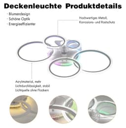 5 Ring Ventilator | Moderne Ringen LED Ventilator | Smart Lamp | RGB| Bedienbaar Met Afstandsbediening & APP | 12 Kleuren | Moderne Ventilator Licht — thumbnail 2