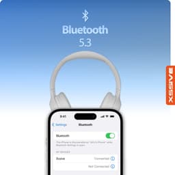 Draadloze Bluetooth Koptelefoon met Bass-Boost Functie - Bluetooth 5.3 - 60 Uur Batterij - Headset met Microfoon Noise Cancelling - Koptelefoon met draad modus - Equalizer App - Beige — thumbnail 4
