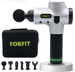 FORFIT Massage Gun - Metallic Silver – 30 Standen en 6 Opzetstukken – Draadloos en stil – Professioneel Massage apparaat- Massage Pistool — thumbnail 1