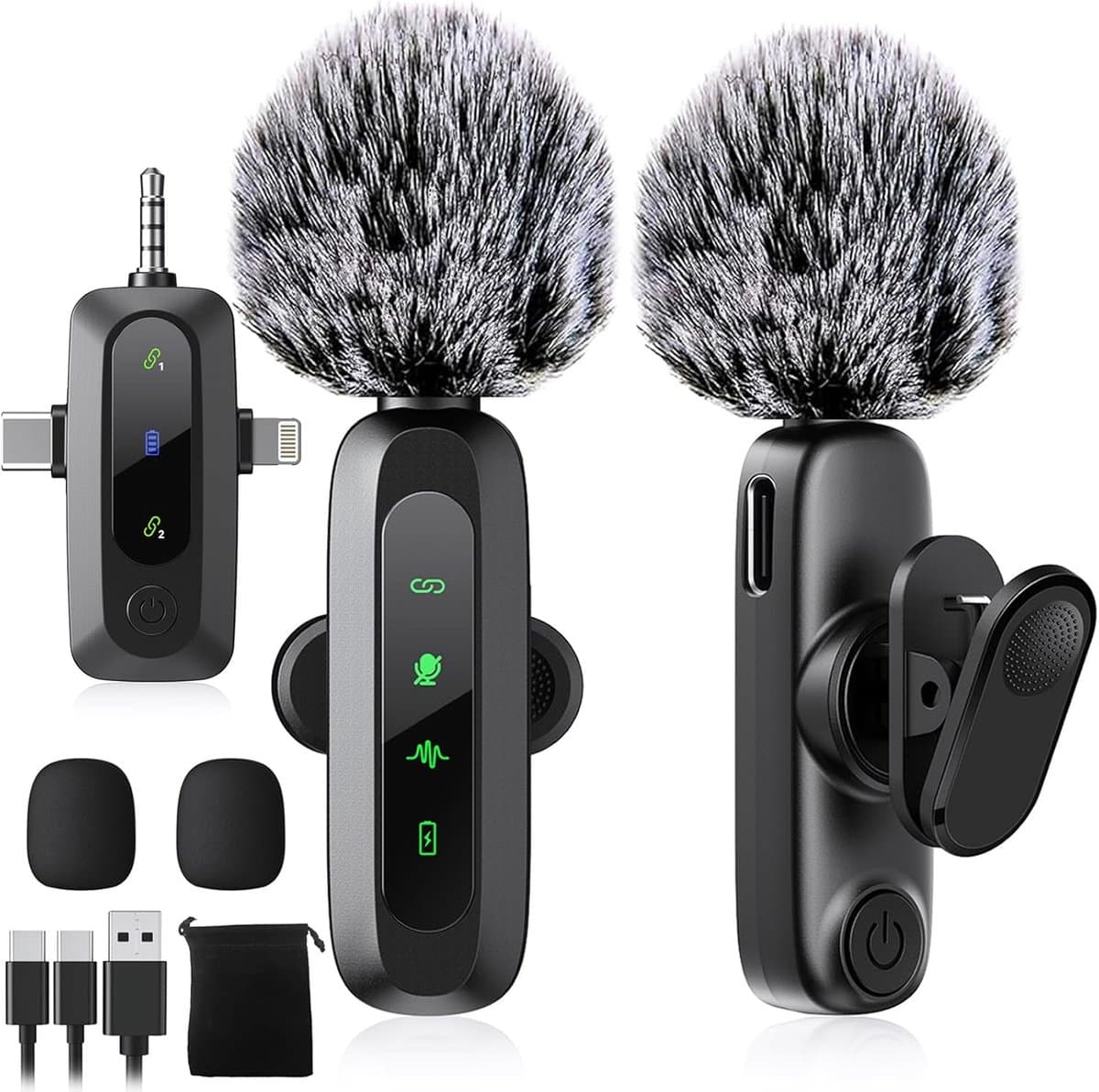 Vesfy Draadloze Lavalier Microfoon Set - 2 Stuks - Geschikt voor iPhone, Android en Camera - Plug & Play - 20 Meter Bereik — afbeelding 1