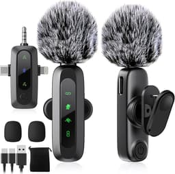 Vesfy Draadloze Lavalier Microfoon Set - 2 Stuks - Geschikt voor iPhone, Android en Camera - Plug & Play - 20 Meter Bereik — thumbnail 1