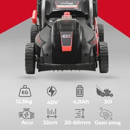 Accu Grasmaaier 40V voor Tuinen tot 250 m² - 32 cm Maaibreedte, 30L Grasopvangmand, Instelbare Snijhoogte 20-60 mm, Borstelloze Motor incl. 4.0 Ah Accu + Oplader — thumbnail 2