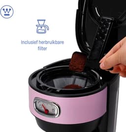 Westinghouse Retro Filter-koffiezetapparaat – Filterkoffie – Herbruikbaar Filter – 1,25L – 10 Koppen – 1000W – Roze — thumbnail 4