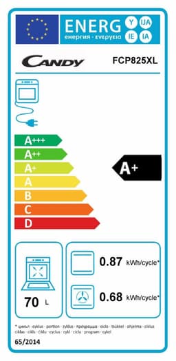 Multifunctionele Oven Candy FCP825XL 70 L A+ Zwart — thumbnail 2