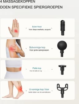 Mini massage gun - Massagepistool Mini - 3200 rpm - Draagbare Massage gun - Spieren - Mini-massagepistool met 4 massagekoppen en 4 standen - Ultra stil massagepistool voor nek, rug, arm - Spierontspanning - Geschenken - USB C — thumbnail 4