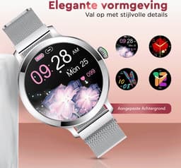 Golden Sound AMOLED Smartwatch Dames - 3 extra bandjes - Geschikt voor elke laptop en smartphone - Stappenteller - Slaapmonitor - Saturatiemeter - 42mm - Zilver — thumbnail 5