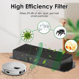 (10 stuks) vervangende onderdelen geschikt voor ECOVACS DEEBOT DEEBOT X1 OMNI X1 PRO OMNI X1 OMNI T10 OMNI robotstofzuiger accessoireset, 1 rolborstel, 3 HEPA-filters, 6 zijborstels — thumbnail 4
