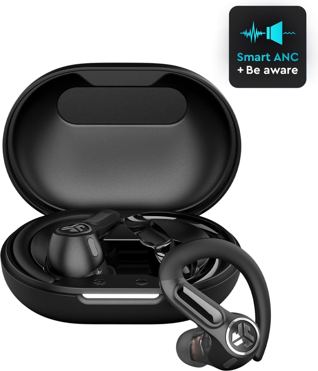 JLab Epic Sport ANC 3 Draadloze Oordopjes - Oortjes Draadloos – LDAC audio - Hybrid Active Noise Cancelling - 56 uur Batterijduur - IP66 Waterbestendig - Aanpasbare EQ3 instellingen - Bluetooth Multipoint - Hardlopen - Zwart — afbeelding 1