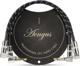2 stuks Áengus Black Tweed patchkabel - 6.35mm mono jack plug haaks/haaks - 30 cm — thumbnail 1