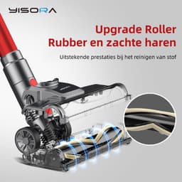 Yisora - Steelstofzuiger met snoer - Steelstofzuigers - 3 in 1 Stofzuiger zonder zak - Handstofzuiger met steel - 3 verschillende opzetstukken - 600W - Rood - 23Kpa- ultra licht — thumbnail 5