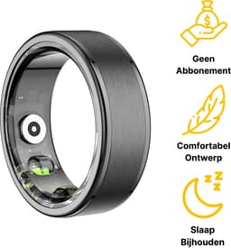 Kuno Ring 1 - Slimme ring - Smart Wearable - Health Ring - Slaap Tracker - Hartslagmeter - Stappenteller - Fitness en Activiteiten Tracker - Calorieen Bijhouden - Geen Abbonement - Waterdicht - voor Mannen en Vrouwen - Zwart - Maat #11 — thumbnail 4