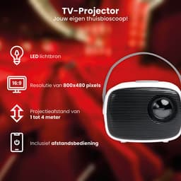 QLT TV Projector – Mini Beamer met LED Lichtbron – Resolutie 800 x 480 Pixels – 16:9 – Projectieafstand 1 tot 4 Meter – Met Afstandsbediening - Wit — thumbnail 3