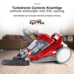 TurboTronic CV04 Stofzuiger zonder zak - 4 Liter - Hoge Zuigkracht - Rood — thumbnail 2