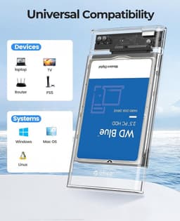Mrs. Jones Externe harde schijf behuizing USB 3.0 naar SATA III 5 Gbit/s - 7mm 95mm 2.5 inch HDD SSD - gereedschapsvrij UASP-versnelling - transparant . — thumbnail 2