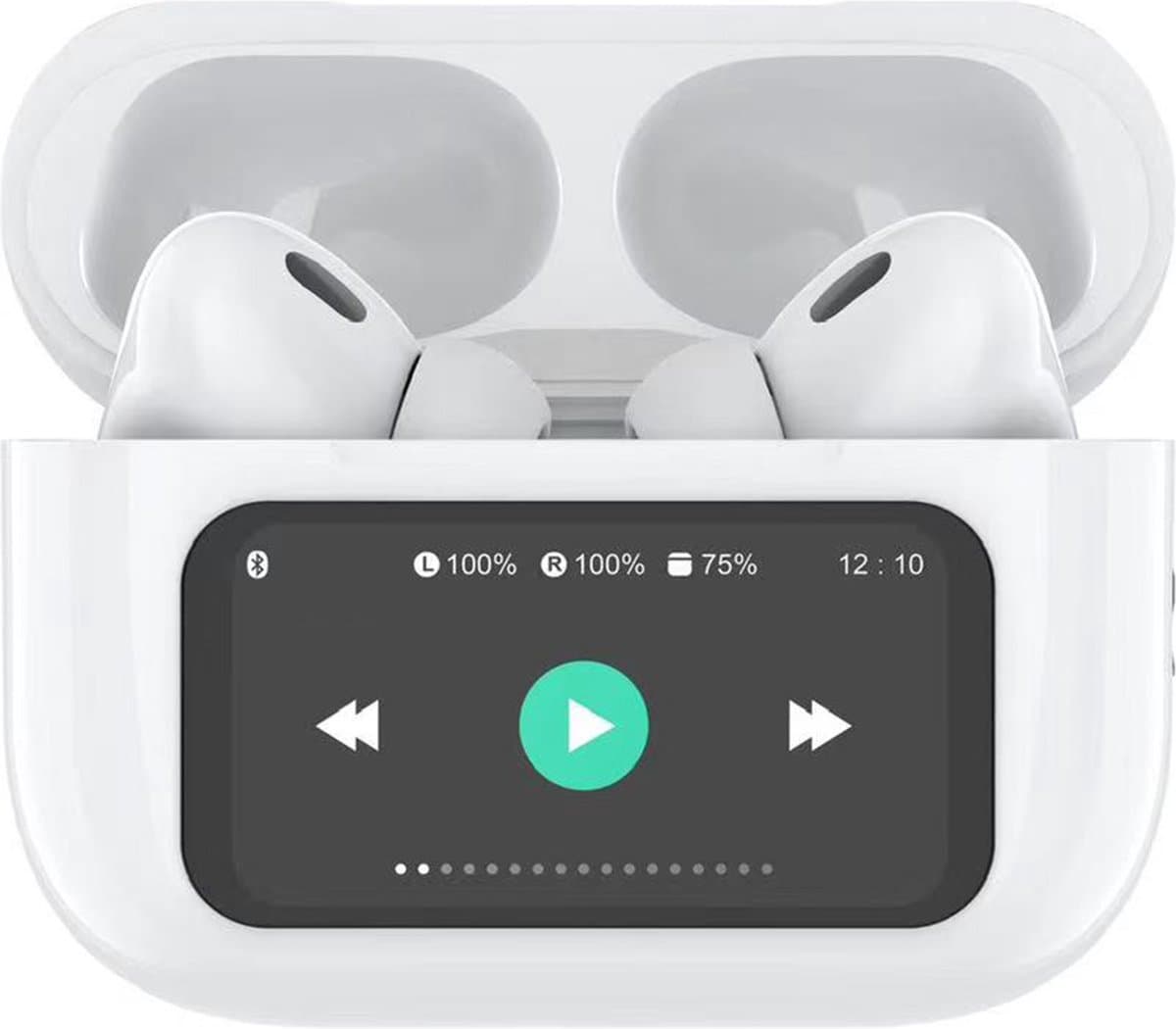 Voltma AirBeats - Draadloze Bluetooth 5.4 Oordopjes met Touch LED Display - Geluidsdempende In-Ear Oortjes met Active Noise Cancelling ANC - Earbuds Draadloos - 40 Uur Accuduur - 2-Uur Opladen - In-Ear Detectie & Touchbediening - Handsfree - Wit — afbeelding 1