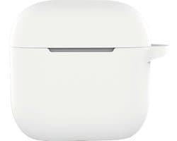 Hoesje - Geschikt voor Apple AirPods 4 / 5 - met Clip - Siliconen Hoes - Silicone Case Cover - Wit