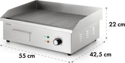 Klarstein Grillmeile 3000R Pro - elektrische bbq - 3000W,5x35 cm - Geribbeld - Zilver - 22 kg - voor Horeca - LED Thermostaat Energiezuinig - Tafelgrill - Indoor Grill - Tischgrill - Elektrische Grill - voor Snackbar - voor Foodtruck — thumbnail 4