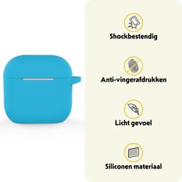 Hoesje Geschikt voor Apple AirPods 4 / 5 - Siliconen Hoes met Clip - Silicone Case Cover - Lichtblauw — thumbnail 3
