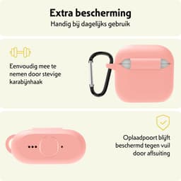 Hoesje Geschikt voor Apple AirPods 4 - Siliconen Hoes met Clip - Silicone Case Cover - Lichtroze — thumbnail 5