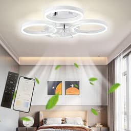 4 Ringen Ventilator - Wit - 60 cm - Smart Lamp - Kroonluchter - Dimbaar Met Afstandsbediening - 64W — thumbnail 5