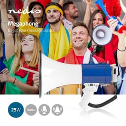 Nedis Megafoon – 135 dB – 1500 m Bereik – Sirene – Afneembare Microfoon – Wit/Blauw — thumbnail 5