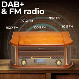 Denver Retro Platenspeler - Ingebouwde Speakers en Versterker - DAB Radio - Radio CD Speler - MRD51 - Hout — thumbnail 3