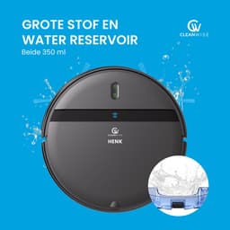 CleanWise Henk Robotstofzuiger + 4 dweildoeken – Nederlands Product – Voor Huisdieren – Met Dweilfunctie & Laadstation – Dweilrobot – 4500 Pa – HEPA 14 – Ultra dun 7,4 cm – App & Spraakbediening – Voor Huisdierharen, Harde Vloeren & Tapijt — thumbnail 3