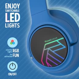PowerLocus Bobo - Draadloze Koptelefoon voor Kinderen - Bluetooth koptelefoon - 74/85/94dB Volumebegrenzing - Led Verlichting - Audio Sharing Functie - Blauw/Zwart — thumbnail 3