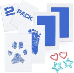 2 Inktpads voor hand- en voetafdrukken van baby's - Zonder Puin en Inkt aan handen -  Veilig voor baby's - Raakt de huid niet aan - Perfect aandenken of cadeau - Kraamcadeau  - Blauw — thumbnail 3