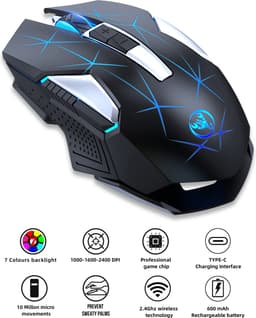 HXSJ T300 2.4G Draadloze Gaming Muis - Computermuizen - Ultra licht - Compact Voor Onderweg - RGB Verlichting - Zwart — thumbnail 2