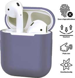AirPods Hoesje voor Apple AirPods 1 & 2 – Blauwgrijs - Siliconen Beschermende Case — thumbnail 2