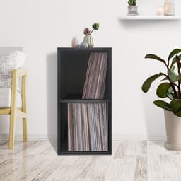 VDD Vinyl - Platenspeler Meubel - Lp kast - Vinyl kast - Platenspeler kast - Lp meubel - Platen kast - Vinyl opberg systeem - Lp platen opbergkast - Opbergen lp vinyl platen - Vinyl opbergkas - Vinyl houder - 69 x 34 x 33 cm - zwart — thumbnail 3