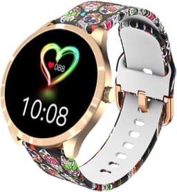 Belesy® BQSiRgSk Pro Skull - Smartwatch Dames – Smartwatch Heren - Horloge - 1.28 inch - Kleurenscherm - Stappenteller - Bloeddruk - Hartslag - 75+ Wijzerplaten – Sporten – Rose goud – Staal - Siliconen – Skull - Zwart - Kerstcadeau — thumbnail 2
