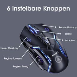 SAMMIT Gaming Muis met LED Verlichting - Stille Muis - Ergonomisch Ontworpen - 1200 tot 3200 DPI - Zwart — thumbnail 4