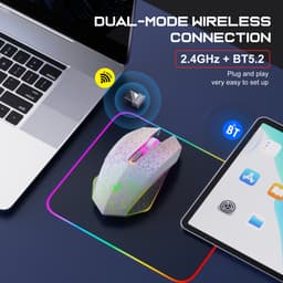 Draadloze Witte Muis PRO GM1 met LED - Geruisloze werking - Oplaadbaar - Draagbaar - Draadloos 2.4G - Inclusief USB-ontvanger — thumbnail 5