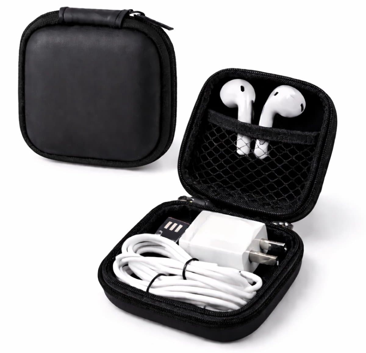 Oortjes Opberg Hoesje Voor Earphnes I Case Voor In-ear koptelefoon I Oortyejs Case | Headphone Organizer | Opbergcase Laadkabels I Zwart — afbeelding 1