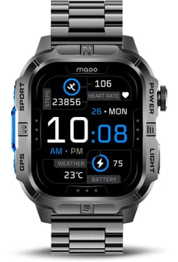 Maoo FORGE GPS Square - GPS Smartwatch Heren - Sporthorloge - 3 Bandjes - Stappenteller - Hartslagmeter - Slaapmonitor - Belfunctie - LED Zaklamp - Multisport - Geschikt voor Android en iOS - Gun Metal Blue — thumbnail 3