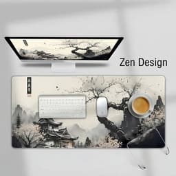 Zen Design XXL Muismat 80x30 – Japans Landschap – Anti-slip – Bureau Onderlegger — thumbnail 2