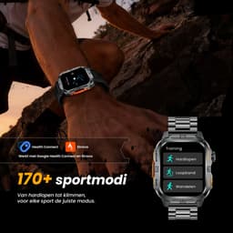 Maoo FORGE GPS Square - GPS Smartwatch Heren - Sporthorloge - 3 Bandjes - Stappenteller - Hartslagmeter - Slaapmonitor - Belfunctie - LED Zaklamp - Multisport - Geschikt voor Android en iOS - Gun Metal Orange — thumbnail 5