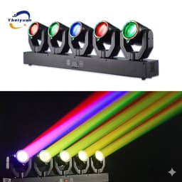 Cellista - Moving Head DJ Licht 180W - 5-Kops LED Beam RGBW + Groene Laser - DMX512 Disco Verlichting - Stage Light met Geluid Besturing - Party Club Bar Licht Effect — thumbnail 2